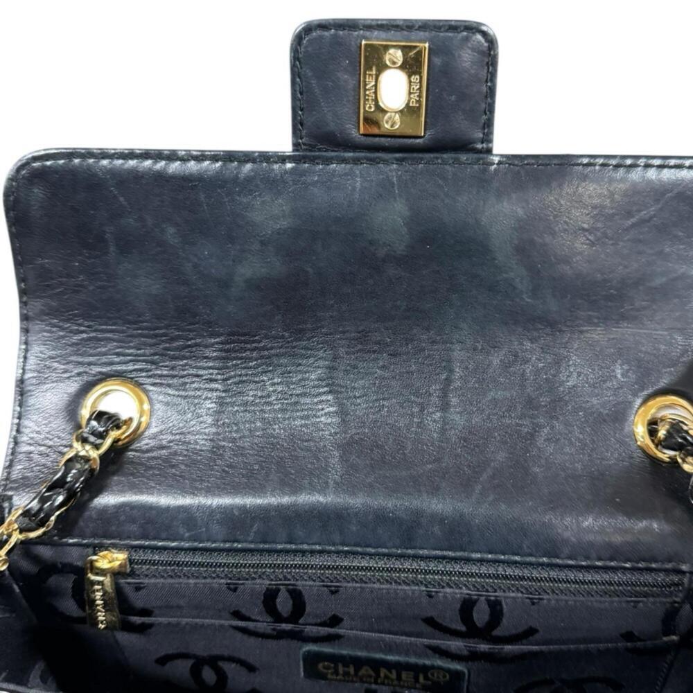 Chanel Chocolate Bar Shoulder Bag, Patent Leather, Black, Women's, CHANEL Chain - Picture 11 of 16